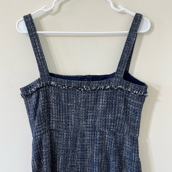 Banana Republic Navy Blue Tweed Button-Front Sleeveless Mini Dress Size 10 - Picture 6 of 12